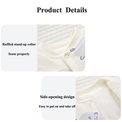 Xmas 2025 Winter 100% Cotton Thick Baby Jumpsuit Class A Skin Friendly 0-18M Side-release Button  Animal  Print  for Boys Girls