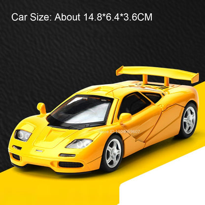 1:32 720S F1 Modelo Miniatura Carros Esportivos Liga Fundida Ornamento Supercarros Som Luz Portas Abertas Puxar Para Trás Presentes Infantis