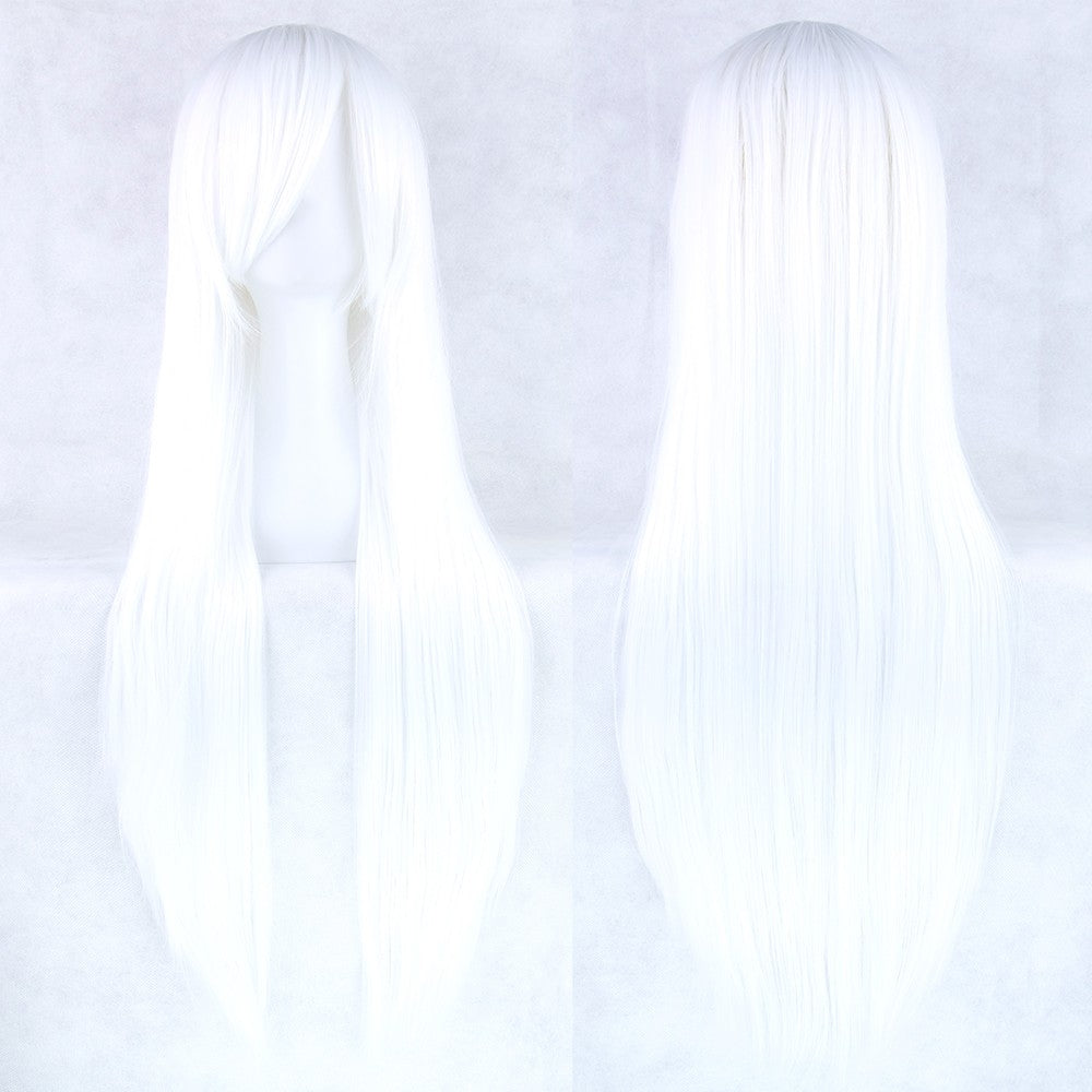 Soowee 80cm Cabelo Sintético Comprido Branco Roxo Perucas Cosplay Festa Preto Cabelo Liso Peruca Postiça para Mulheres