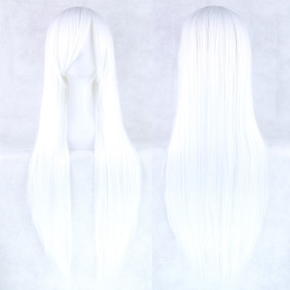 Soowee 80cm Cabelo Sintético Comprido Branco Roxo Perucas Cosplay Festa Preto Cabelo Liso Peruca Postiça para Mulheres