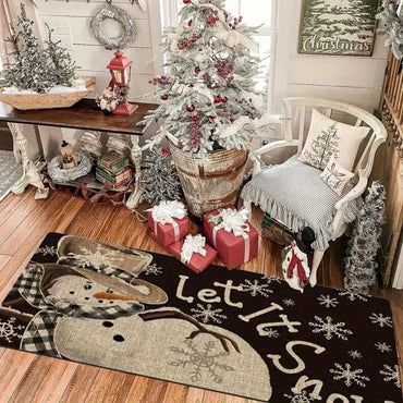 1pcs Thickened Non-Slip Indoor Welcome Rug Doormat Soft Brown/White Winter Snowflake Beige Brown Design for Entrance, Bedroom