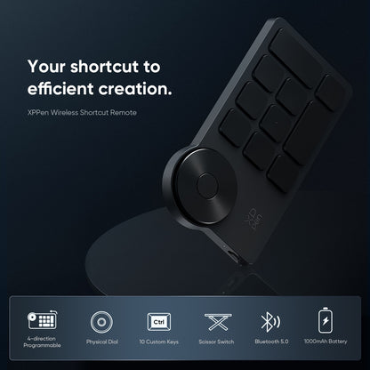 XPPen Controle Remoto sem Fio com Teclas de Atalho Express Key Bluetooth 5.0, teclas de atalho personalizáveis para monitor de tablet gráfico com caneta