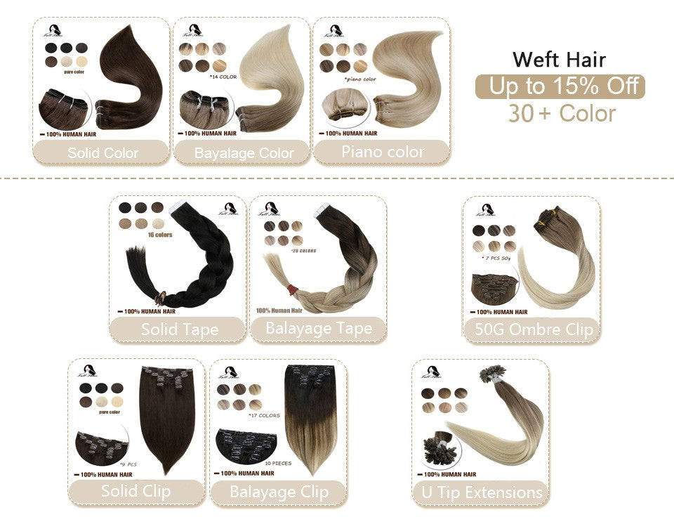Full Shine Virgin Flat Silk Weft Sew In Hair Bundle Straight Human Hair Extensions 100% Real Human Hair Weft For Women For Salon