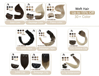 Full Shine Virgin Flat Silk Weft Sew In Hair Bundle Straight Human Hair Extensions 100% Real Human Hair Weft For Women For Salon