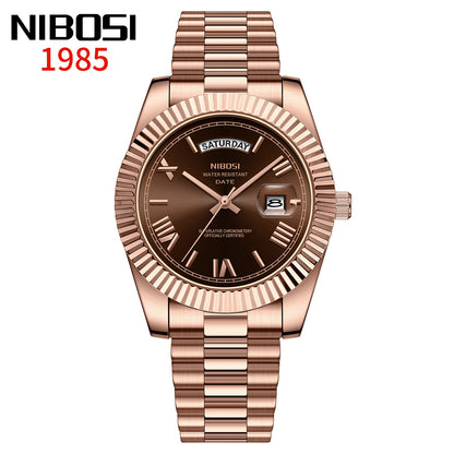 NIBOSI Brand Original Stainless Steel Quartz Watches For Men Luxury Date Display Luminous Fashion Men's Watch relogios masculino