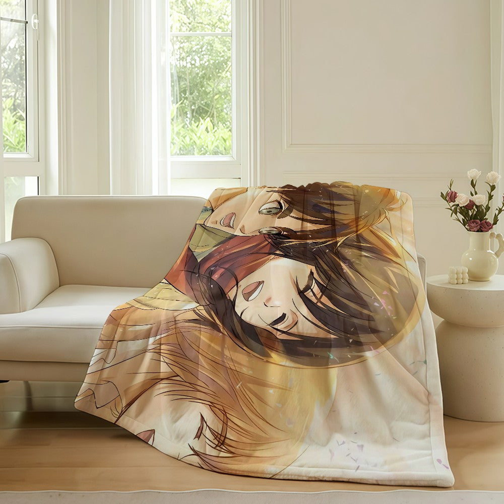 Adventure anime A-Attack O-On T-Titan Blanket For Sofa Office Bed Plane Travel Sleep Read Relax Camping Soft And Warm