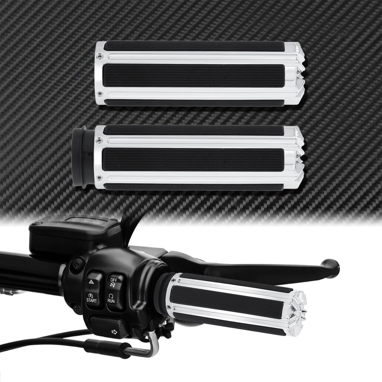 1'' Electronic Hand Grips Motorcycle 25mm Throttle Handle Bar Black/Chrome For Harley Softail FXDLS Breakout Touring FLHR Trike