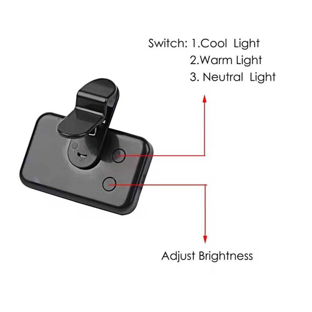 Nova Mini Luz Portátil para Selfie 3 Modos Brilho Ajustável Recarregável Clip-On para Celular Laptop Luz para Vídeo ao Vivo