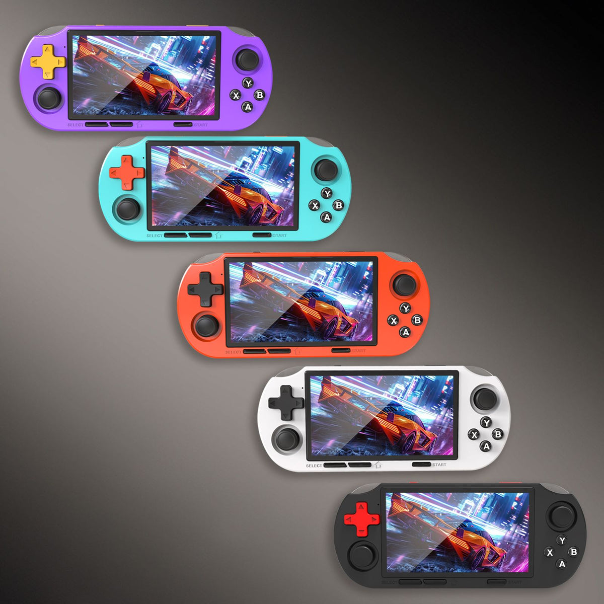 GAMINJA ANS16 Handheld Game 4.5 Inch IPS Screen RGB Lighting Portable Retro Video Game Console 64GB For PS1/GBA/SFC