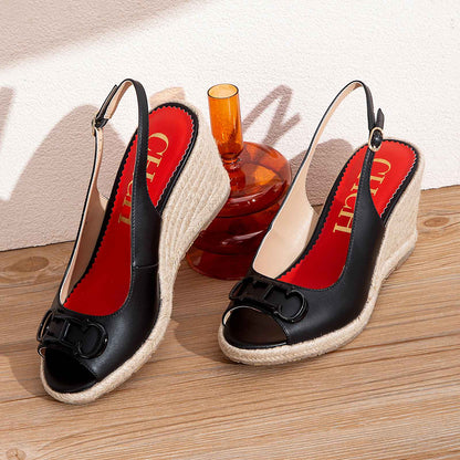 CHCH Women's Sandals Summer New Wedge Fish Mouth High Heel Open Toe Platform Summer Formal Shoes 8.5cm