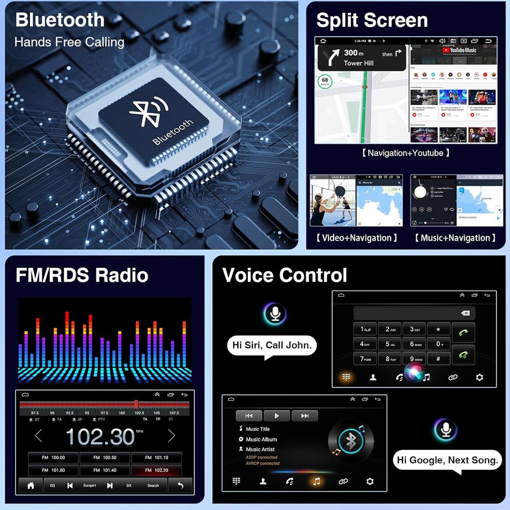 Rádio Automotivo para Toyota Hilux 2005 - 2014 Sem Fio para Carplay e Android Auto, Tela Sensível ao Toque IPS de 7 Polegadas Câmera de Ré WiFi SWC-2+32G