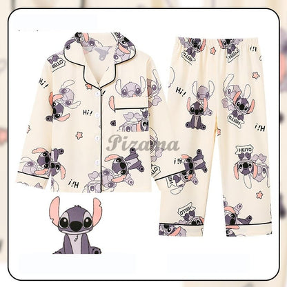 Children's Full Sleeve Button Down 2piece Kuromi Girls Pajamas Sets Boys Cinnamorolls Pyjamas Suits Kids Loungewear Homewear