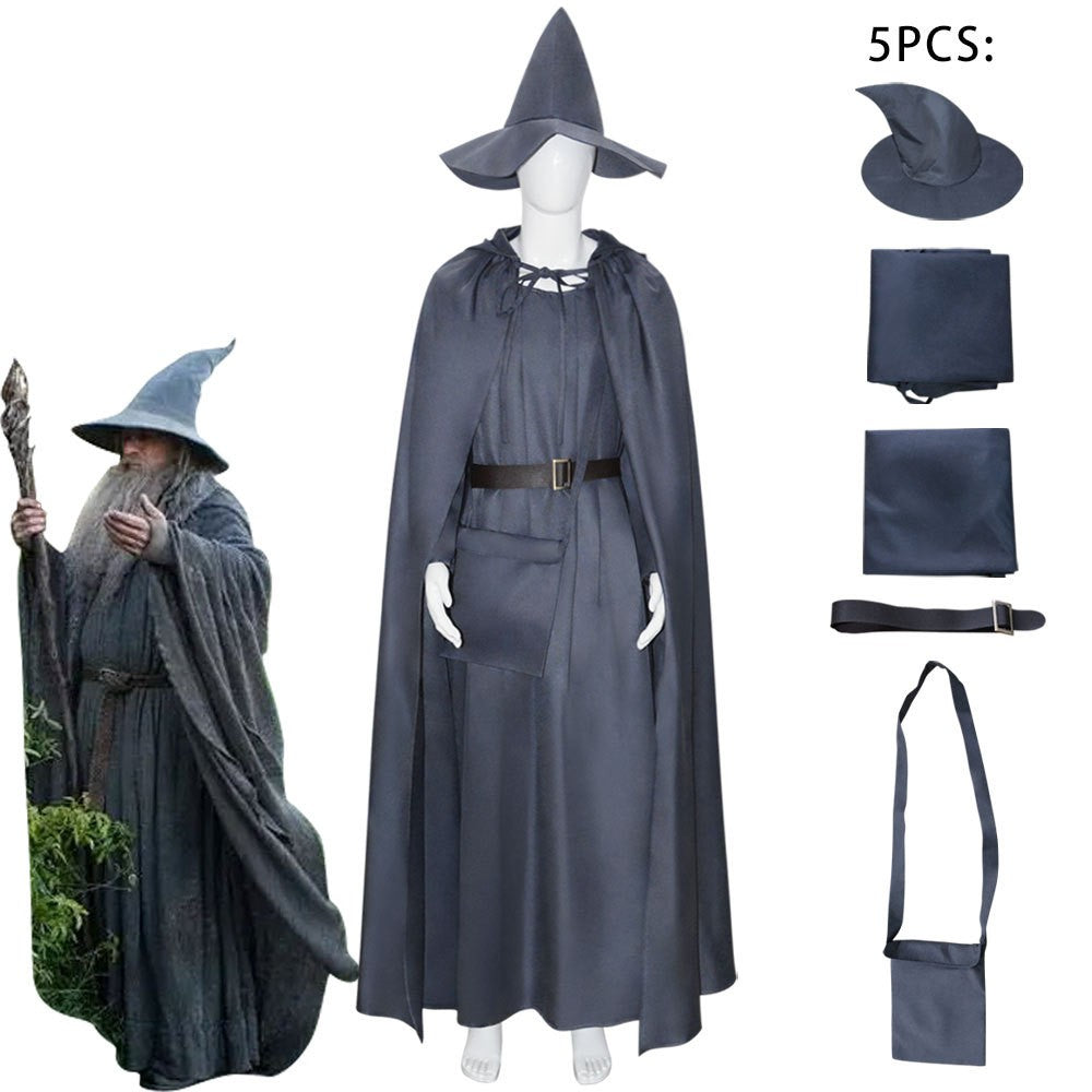 Movie Gandalf Cosplay Costume White Rings Robe Cape Men Fantasia Halloween Carnival Suit
