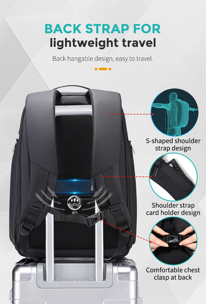 Fenruien Men 36L Business Backpack USB Waterproof  Multi Pocket Backpacks Fit 17.3 Inch Laptop