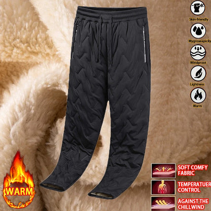 Outdoor Men Thick Fleece Baggy Pants Sherpa Lined Waterproof Sweatpants Windproof Casual Pants Lambswool Warm Active Trousers