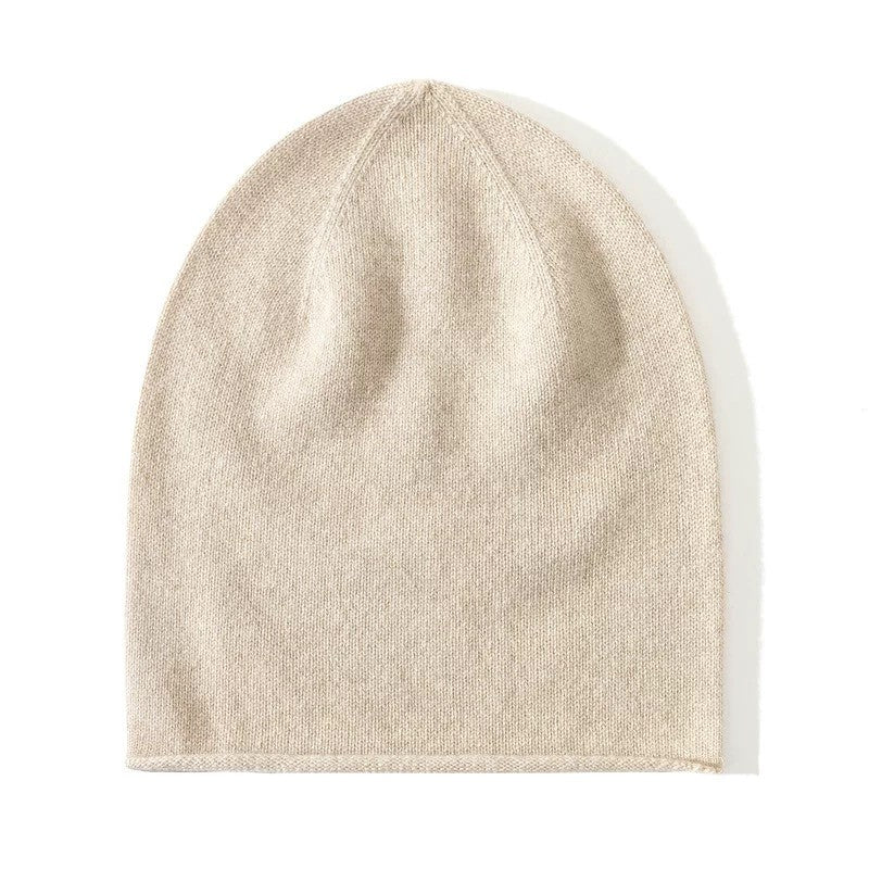 100% Cashmere Beanies Stocking Cap Women Men Seamless Knitted Woolen Hat Soild Colour Autumn Winter