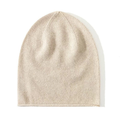 100% Cashmere Beanies Stocking Cap Women Men Seamless Knitted Woolen Hat Soild Colour Autumn Winter