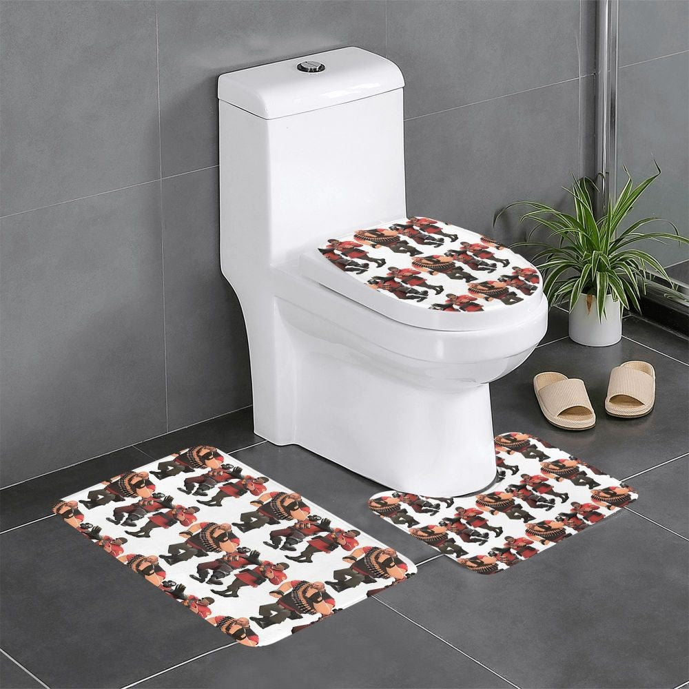 Team Fortress 2 TF2 3 Pcs Bath Mat Bathroom Set Toilet Lid Cover Home Decor Non-Slip Carpet Floor Rug
