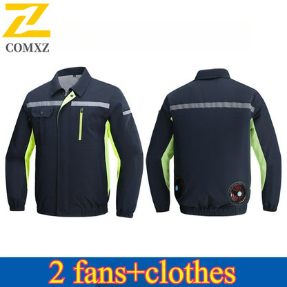 Summer Cooling Jacket Men's Hooded Fan Jacket Heat Resistant Fan Air Conditioner Clothes Breathable Outdoor Fishing Fan Workwear