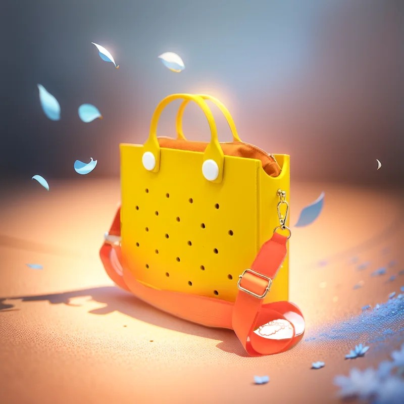 The orange guy Purple Women Fashion New EVA Punched Handbag Casual Waterproof Travel Tote Bag Fit Charms Outdoor Beach Bags