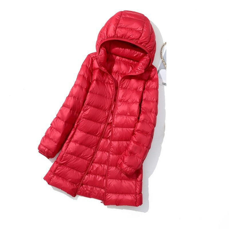 Oversized Womens Down Jackets 2023 New Arrivals  Autumn/Winter Female Long Slim Fit Hat Detachable  Skirt Coat Portable Outwear