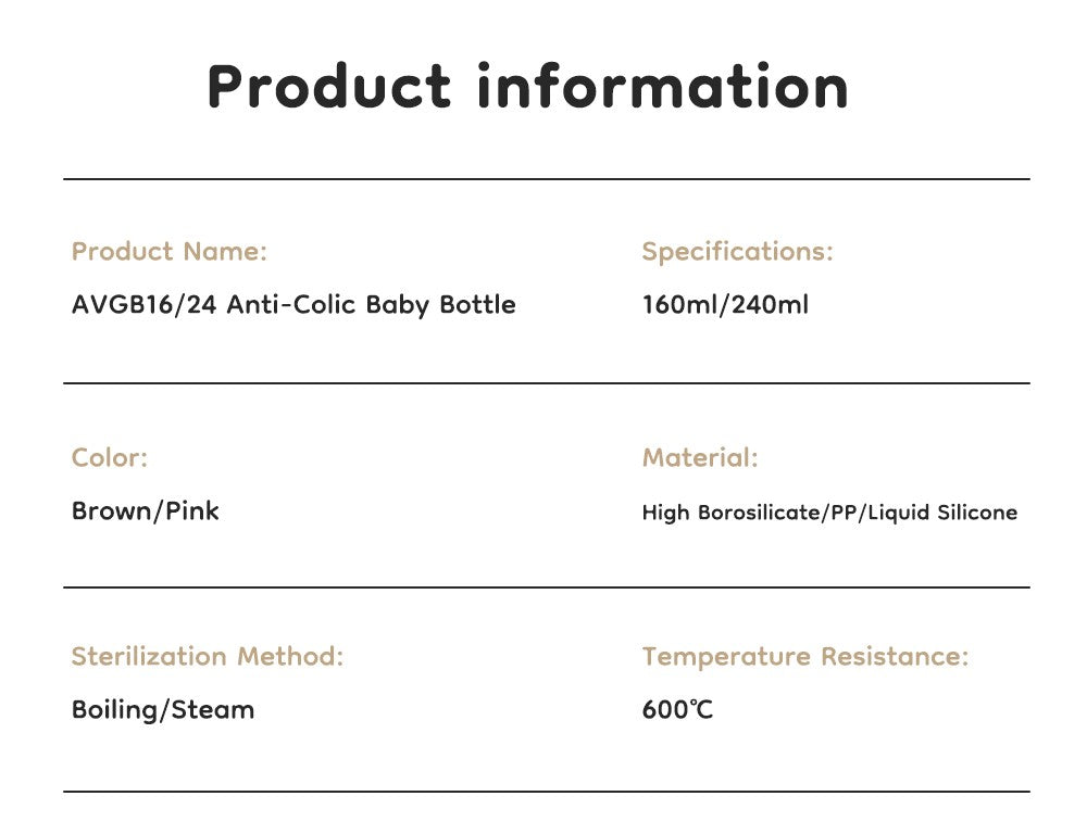 MAMIJOY  High boron silicon Glass milk bottle Wide caliber Newborn babies 0 to 6 months Glass milk bottle Anti-Colic BPA Free