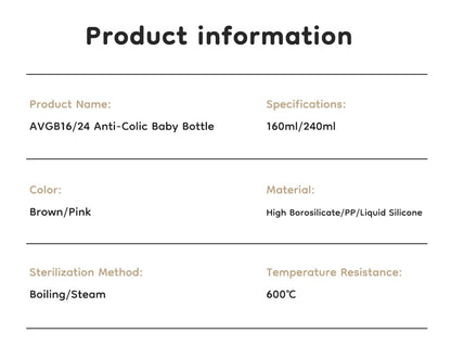 MAMIJOY  High boron silicon Glass milk bottle Wide caliber Newborn babies 0 to 6 months Glass milk bottle Anti-Colic BPA Free