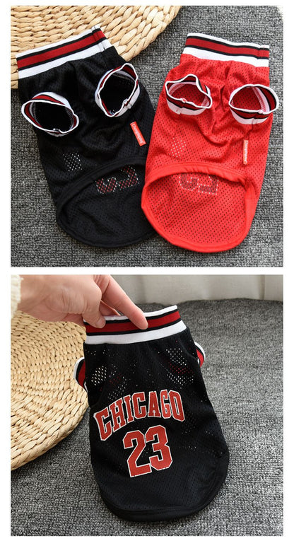 Roupa de cachorro respirável em tela para Schnauzer Teddy, camisa de basquete esportiva para cães grandes, camisetas para filhotes, camisas de verão para gatos de estimação