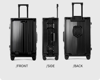 SUSHIMU 20-inch all-aluminum-magnesium alloy luggage with front opening, trolley suitcase, carry-on suitcase, metal travel