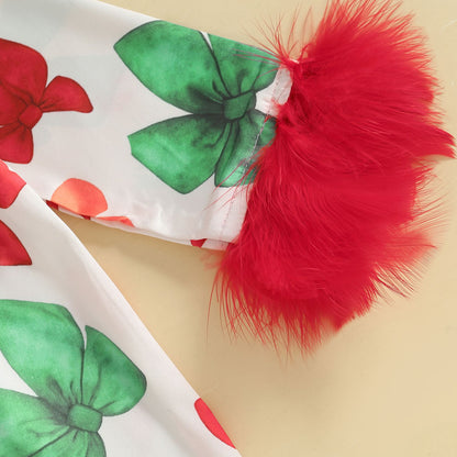 Citgeett Autumn Infant Baby Girls Jumpsuit Long Sleeve Bow Print Button Patchwork Casual Romper Fall Clothes