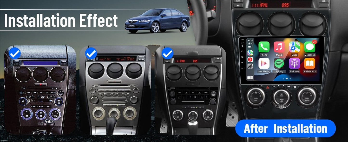 Rádio Automotivo ANYFAR para Mazda 6 Atenza 2002-2008 Android 13 Wireless CarPlay Android Auto GPS Navegação WiFi Bluetooth FM 2G+32G