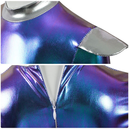Cyber Alien Laser Reflective Alien Cosplay Dress, Adult and Children's Party Outfit, Including Tentacle Headpiece