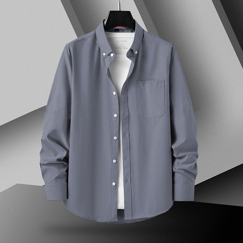 Button Down Collar Men's Long Sleeve Shirt, Single Breasted Shirts, Blue Black Gray Green Yellow Red Top Men Camisa M-5XL 6XL