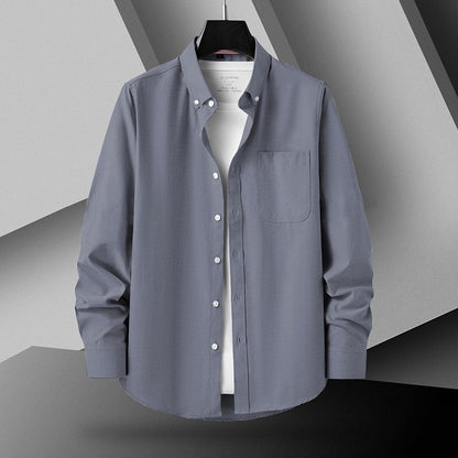 Button Down Collar Men's Long Sleeve Shirt, Single Breasted Shirts, Blue Black Gray Green Yellow Red Top Men Camisa M-5XL 6XL