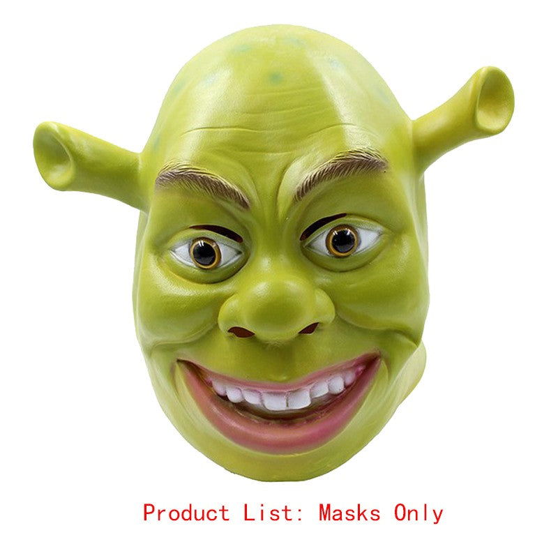 Movie Green Monster King Shrek Cosplay Mask Headset Gloves Halloween Makeup Ball Party Funny Adult Latex Cartoon New