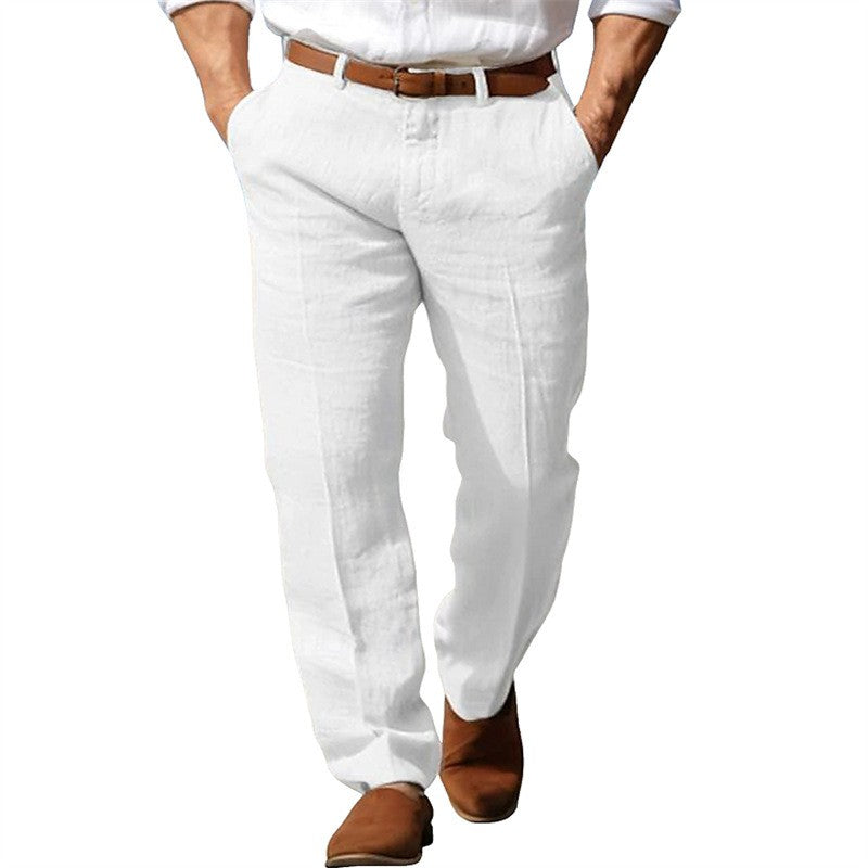Men's Formal Linen Summer Pants Straight Tube Solid Color Comfortable Breathable Formal Business Fashion Basic Style Trousers