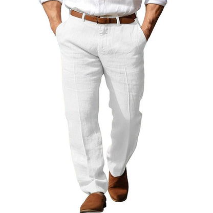 Men's Formal Linen Summer Pants Straight Tube Solid Color Comfortable Breathable Formal Business Fashion Basic Style Trousers