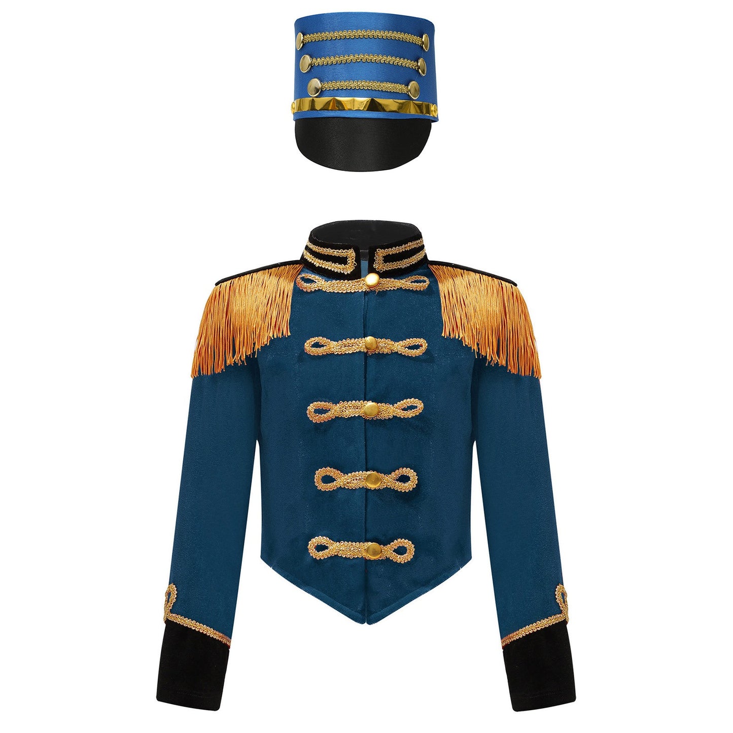 Girls Boys Marching Band Costume Outfits Circus Ringmaster Jacket Coat Team Performance Drummer Drum Major Uniform with Hat Sets