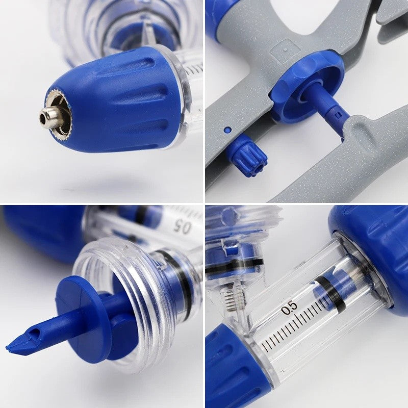 Seringa Automática Contínua Veterinária 1/2/5/10ml Agulha de Injeção para Aves Animal Vacina Ajustável para Gado Bovinos Ovinos