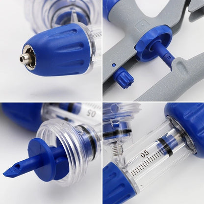 Seringa Automática Contínua Veterinária 1/2/5/10ml Agulha de Injeção para Aves Animal Vacina Ajustável para Gado Bovinos Ovinos