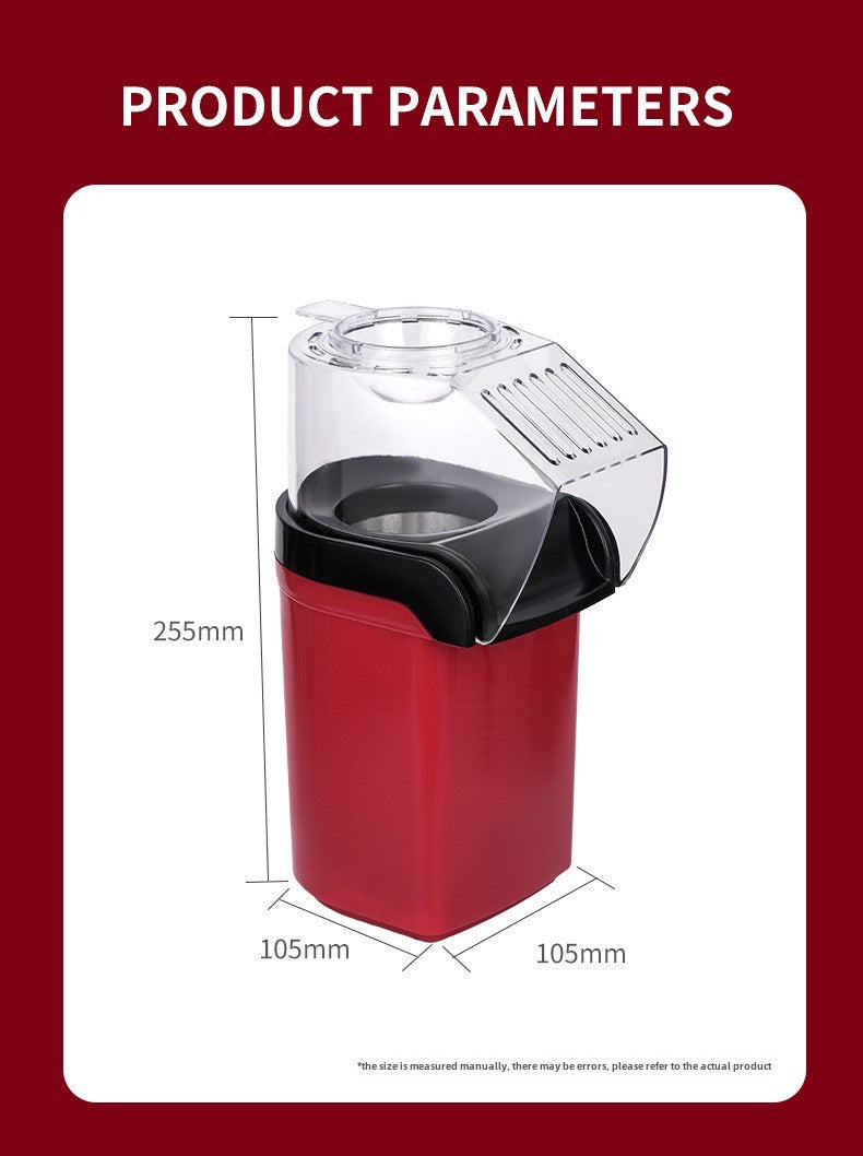 Electric Portable Popcorn Maker Fully Automatic Home Popcorn Popper Hot Air Popcorn Machine Healthy No Oil Mini Popcorn Maker