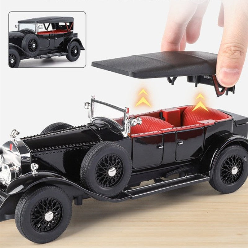 Simulação 1:24 Phantom Vintage Car Liga Modelo de Carro Coleção Enfeites Luz de Som Puxar para Trás Menino Presente Miniatura de Luz de Som
