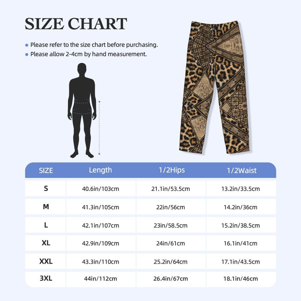 Custom Leopard Print Pajama Pants Men's Animal Skin Sleepwear Lounge Sleep Bottoms Stretch with Pockets