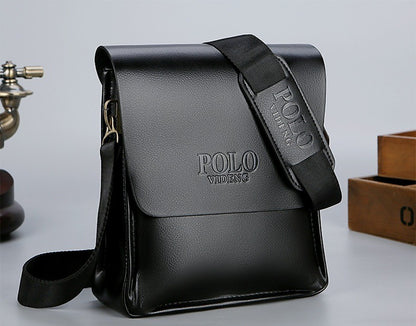 Men's POLO Crossbody Bag Casual Business Style Vertical Shoulder Bag High-quality Leather Trendy Men's Bag Daily Commuting