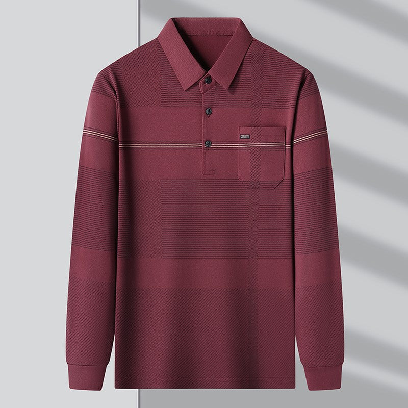 Luxury Quality Men's Polo Shirt Striped Print Pocket Short Sleeve Autumn Lapel T-Shirt Business Classic Casual Trend Menswear