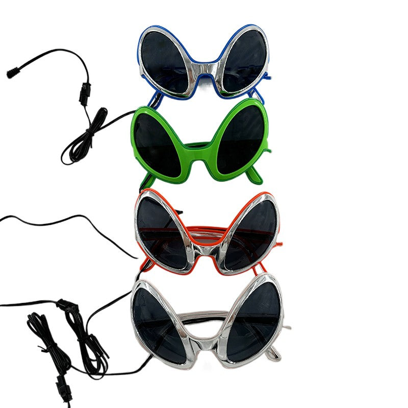 Led Glasses NightClub Masquerade Concert Club Neon Accessories Cool Vogue Flashing LED Futuristic Glasses Men Metal Cool Glasses