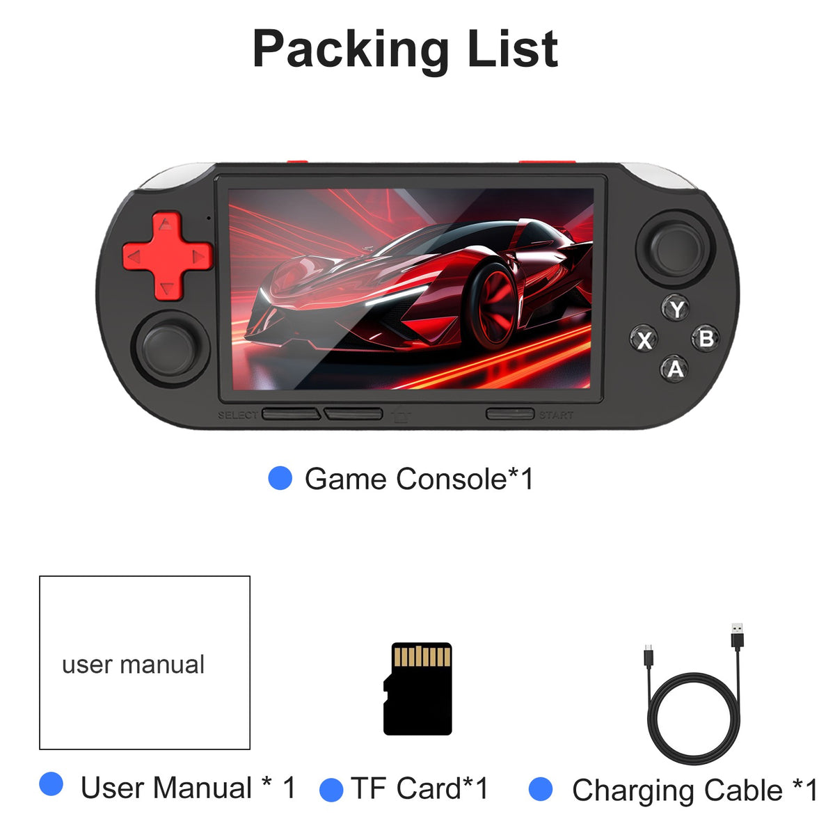 GAMINJA ANS16 Handheld Game 4.5 Inch IPS Screen RGB Lighting Portable Retro Video Game Console 64GB For PS1/GBA/SFC