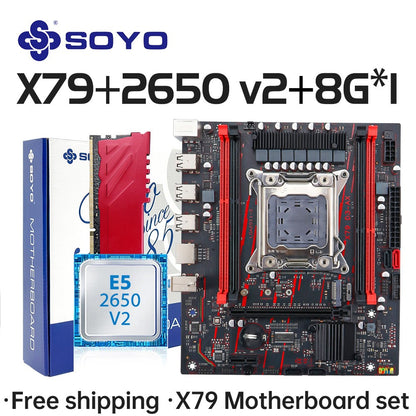 Placa-mãe SOYO X79 Game LGA 2011 Conjunto com CPU E5 2650 V2 Memória RAM ECC DDR3 8G*1 M.2 NAME Componentes de computador Placa principal