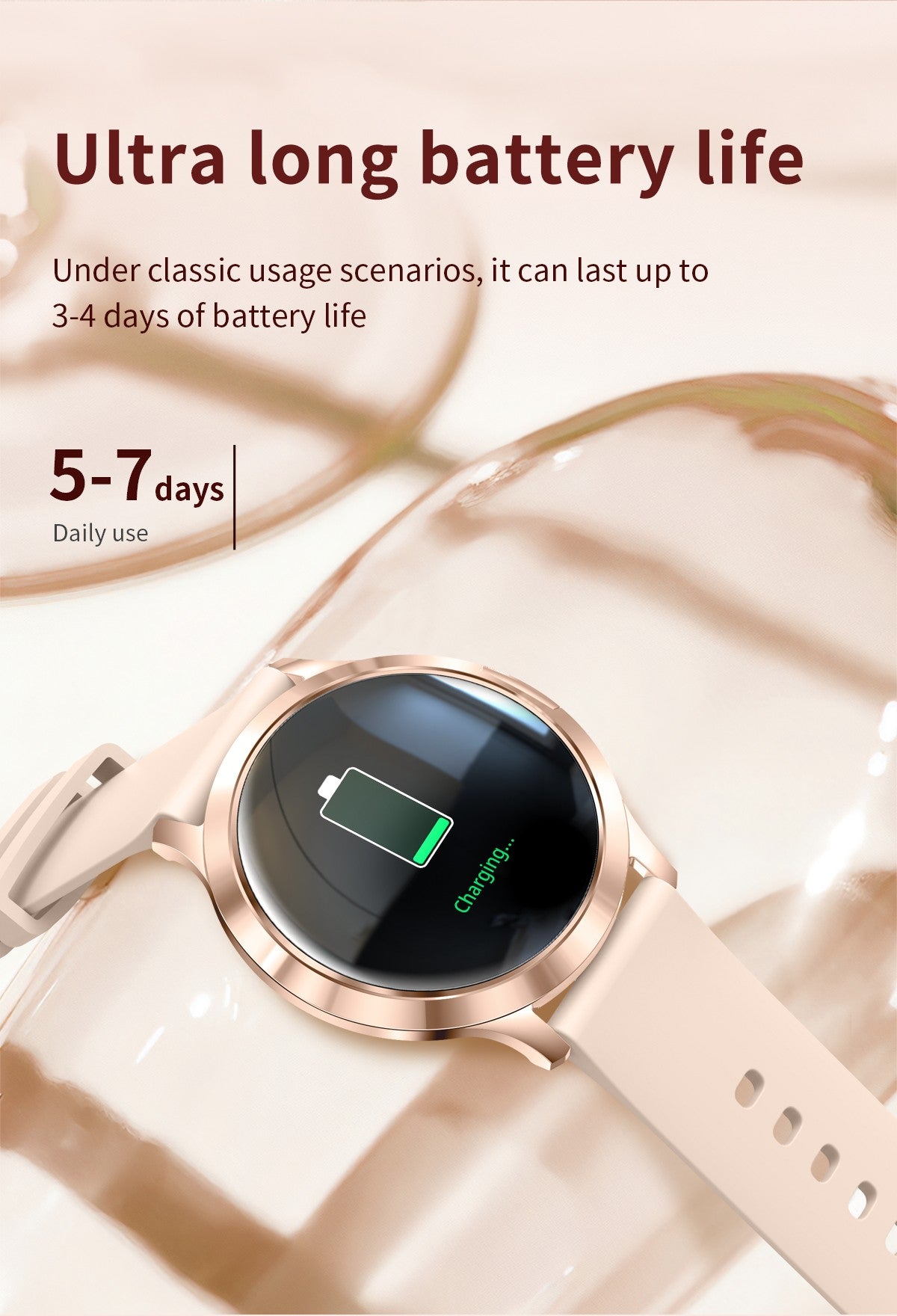 New Women Smart Watch 1.32"AMOLED Full Touch Screen Bluetooth Call Blood Pressure IP68 Waterproof NFC 7.3mm Ultra-thin bracelet