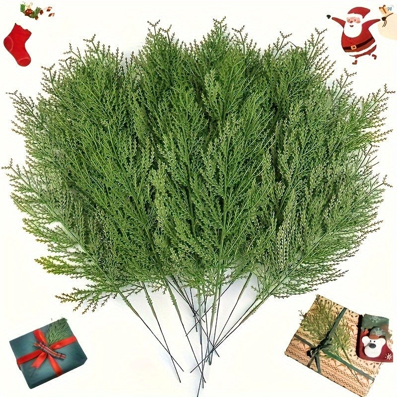 24pc Artificial Plants Pine Branches Evergreen Pines Leaves Sprigs Christmas Stem for DIY Wreath Gift Christmas Home Decorations